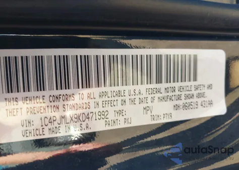 2019 Jeep Cherokee Latitude Plus 4X4 z USA, uszkodzony, nr VIN 1C4PJMLX9KD471992